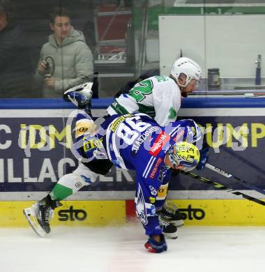 EBEL. Eishockey Bundesliga. EC VSV gegen HK SZ Olimpija Ljubljana. Blaz Tomazevic,    (VSV),  Nik Simsic  (Olimpija Ljubljana). Villach, am 2.2.2024.
Foto: Kuess
www.qspictures.net
---
pressefotos, pressefotografie, kuess, qs, qspictures, sport, bild, bilder, bilddatenbank