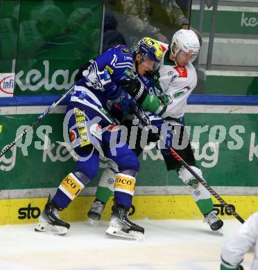 EBEL. Eishockey Bundesliga. EC VSV gegen HK SZ Olimpija Ljubljana.  Paolo Wieltschnig, (VSV),  Taneli Ronkainen   (Olimpija Ljubljana). Villach, am 2.2.2024.
Foto: Kuess
www.qspictures.net
---
pressefotos, pressefotografie, kuess, qs, qspictures, sport, bild, bilder, bilddatenbank