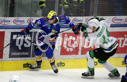 EBEL. Eishockey Bundesliga. EC VSV gegen HK SZ Olimpija Ljubljana.  Robert Sabolic,  (VSV), Aljosa Crnovic    (Olimpija Ljubljana). Villach, am 2.2.2024.
Foto: Kuess
www.qspictures.net
---
pressefotos, pressefotografie, kuess, qs, qspictures, sport, bild, bilder, bilddatenbank