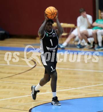 Basketball 2. Liga 2023/2024. Grunddurchgang 16. Runde.  KOS gegen RAIDERS Tirol.  Dennis Acheampong  (Tirol). Klagenfurt, am 3.2.2024.
Foto: Kuess
www.qspictures.net
---
pressefotos, pressefotografie, kuess, qs, qspictures, sport, bild, bilder, bilddatenbank