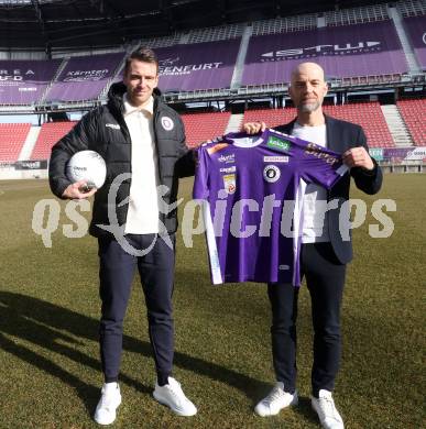 Fussball Bundesliga. SK Austria Klagenfurt. Praesentation Neuzugang. Max Besuschkow, Guenther Gorenzel. Klagenfurt, am 6.2.2024.
Foto: Kuess
---
pressefotos, pressefotografie, kuess, qs, qspictures, sport, bild, bilder, bilddatenbank