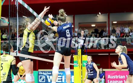 Volleyball. WVL. ATSC Wildcats Klagenfurt gegen Linz/Steg.   Katharina HOLZER (Wildcats),    Zoe NUNEZ (Linz).  Klagenfurt, am 12.2.2024.
Foto: Kuess

---
pressefotos, pressefotografie, kuess, qs, qspictures, sport, bild, bilder, bilddatenbank