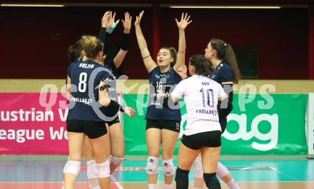 Volleyball. WVL. ATSC Wildcats Klagenfurt gegen Linz/Steg.   Jubel (Wildcats). Klagenfurt, am 12.2.2024.
Foto: Kuess
---
pressefotos, pressefotografie, kuess, qs, qspictures, sport, bild, bilder, bilddatenbank