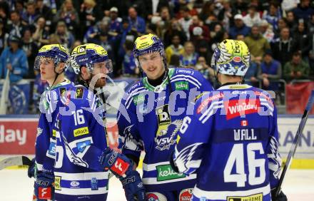 EBEL. Eishockey Bundesliga. EC VSV gegen HC TIWAG Innsbruck. Kevin Hancock, Dylan Macpherson, Alex Wall  (VSV). Villach, am 21.2.2024.
Foto: Kuess
www.qspictures.net
---
pressefotos, pressefotografie, kuess, qs, qspictures, sport, bild, bilder, bilddatenbank