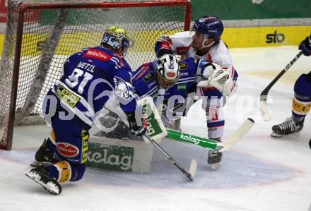 EBEL. Eishockey Bundesliga. EC VSV gegen HC TIWAG Innsbruck.   Niklas Wetzl, Jean Philippe Lamoureux, (VSV),   Zachary Magwood  (Innsbruck). Villach, am 21.2.2024.
Foto: Kuess
www.qspictures.net
---
pressefotos, pressefotografie, kuess, qs, qspictures, sport, bild, bilder, bilddatenbank