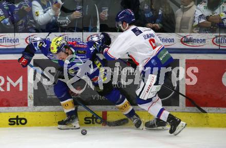 EBEL. Eishockey Bundesliga. EC VSV gegen HC TIWAG Innsbruck. Maxime Golod,   (VSV), Nicholas Paul Albano   (Innsbruck). Villach, am 21.2.2024.
Foto: Kuess
www.qspictures.net
---
pressefotos, pressefotografie, kuess, qs, qspictures, sport, bild, bilder, bilddatenbank