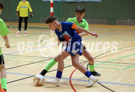 Futsal Schuelerliga. Finale. BRG Spittal (gruen) gegen Waidmannsdorf (blau).  . St. Veit an der Glan, am 22.2.2023.
Foto: Kuess
www.qspictures.net
---
pressefotos, pressefotografie, kuess, qs, qspictures, sport, bild, bilder, bilddatenbank