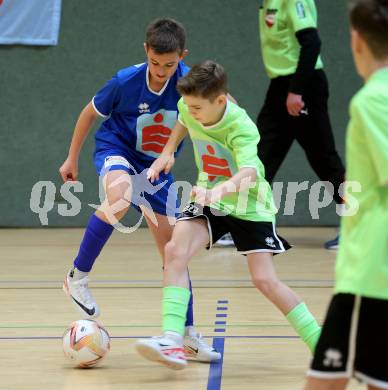 Futsal Schuelerliga. Finale. BRG Spittal (gruen) gegen Waidmannsdorf (blau).  St. Veit an der Glan, am 22.2.2023.
Foto: Kuess
www.qspictures.net
---
pressefotos, pressefotografie, kuess, qs, qspictures, sport, bild, bilder, bilddatenbank