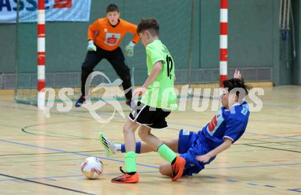 Futsal Schuelerliga. Finale. BRG Spittal (gruen) gegen Waidmannsdorf (blau).  . St. Veit an der Glan, am 22.2.2023.
Foto: Kuess
www.qspictures.net
---
pressefotos, pressefotografie, kuess, qs, qspictures, sport, bild, bilder, bilddatenbank