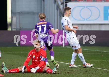 Fussball Bundesliga. SK Austria Klagenfurt gegen FC Blau Weiss Linz.  Torjubel Aaron Sky Schwarz (Klagenfurt).  Klagenfurt, am 25.2.2024.
Foto: Kuess
www.qspictures.net
---
pressefotos, pressefotografie, kuess, qs, qspictures, sport, bild, bilder, bilddatenbank