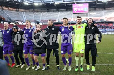 Fussball Bundesliga. SK Austria Klagenfurt gegen FC Blau Weiss Linz.  Jubel  (Klagenfurt).  Klagenfurt, am 25.2.2024.
Foto: Kuess
www.qspictures.net
---
pressefotos, pressefotografie, kuess, qs, qspictures, sport, bild, bilder, bilddatenbank