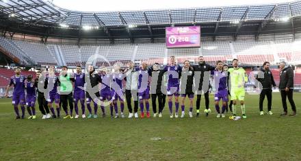 Fussball Bundesliga. SK Austria Klagenfurt gegen FC Blau Weiss Linz.  Jubel  (Klagenfurt).  Klagenfurt, am 25.2.2024.
Foto: Kuess
www.qspictures.net
---
pressefotos, pressefotografie, kuess, qs, qspictures, sport, bild, bilder, bilddatenbank