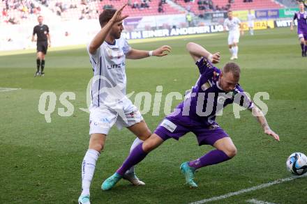 Fussball Bundesliga. SK Austria Klagenfurt gegen FC Blau Weiss Linz. Florian Jaritz,  (Klagenfurt),  Lukas Tursch  (Linz).  Klagenfurt, am 25.2.2024.
Foto: Kuess
www.qspictures.net
---
pressefotos, pressefotografie, kuess, qs, qspictures, sport, bild, bilder, bilddatenbank