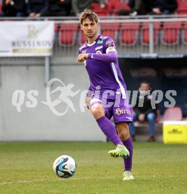 Fussball Bundesliga. SK Austria Klagenfurt gegen FC Blau Weiss Linz.  Thorsten Mahrer (Klagenfurt).  Klagenfurt, am 25.2.2024.
Foto: Kuess
www.qspictures.net
---
pressefotos, pressefotografie, kuess, qs, qspictures, sport, bild, bilder, bilddatenbank