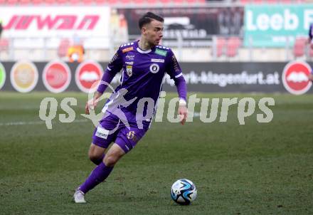 Fussball Bundesliga. SK Austria Klagenfurt gegen FC Blau Weiss Linz.  Max Besuschkow (Klagenfurt).  Klagenfurt, am 25.2.2024.
Foto: Kuess
www.qspictures.net
---
pressefotos, pressefotografie, kuess, qs, qspictures, sport, bild, bilder, bilddatenbank