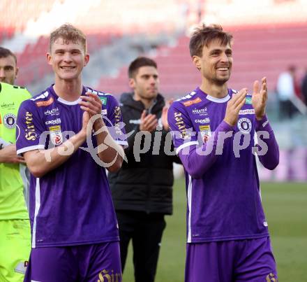 Fussball Bundesliga. SK Austria Klagenfurt gegen FC Blau Weiss Linz.  Nicolas Binder, Thorsten Mahrer (Klagenfurt).  Klagenfurt, am 25.2.2024.
Foto: Kuess
www.qspictures.net
---
pressefotos, pressefotografie, kuess, qs, qspictures, sport, bild, bilder, bilddatenbank