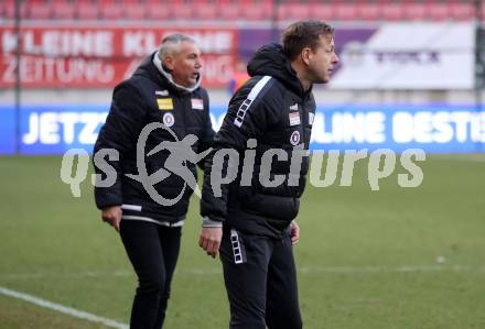 Fussball Bundesliga. SK Austria Klagenfurt gegen FC Blau Weiss Linz.  Co-Trainer Martin Lassnig, Trainer Peter Pacult (Klagenfurt).  Klagenfurt, am 25.2.2024.
Foto: Kuess
www.qspictures.net
---
pressefotos, pressefotografie, kuess, qs, qspictures, sport, bild, bilder, bilddatenbank