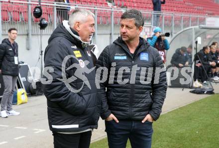 Fussball Bundesliga. SK Austria Klagenfurt gegen FC Blau Weiss Linz.  Trainer Peter Pacult, Trainer Gerald Scheiblehner (Klagenfurt).  Klagenfurt, am 25.2.2024.
Foto: Kuess
www.qspictures.net
---
pressefotos, pressefotografie, kuess, qs, qspictures, sport, bild, bilder, bilddatenbank