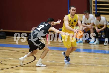 Basketball 2. Liga 2023/2024. Playoffs. VF-031.  Woerthersee Piraten gegen Guessing Blackbirds.   Andreas Nuck (Piraten),   Thomas Linzer  (Guessing). Klagenfurt, am 2.3.2024.
Foto: Kuess

---
pressefotos, pressefotografie, kuess, qs, qspictures, sport, bild, bilder, bilddatenbank