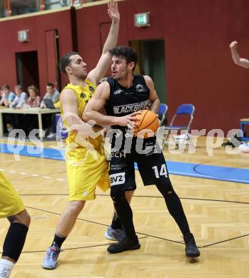 Basketball 2. Liga 2023/2024. Playoffs. VF-031.  Woerthersee Piraten gegen Guessing Blackbirds.  Andreas Nuck (Piraten),  Christoph Astl   (Guessing). Klagenfurt, am 2.3.2024.
Foto: Kuess

---
pressefotos, pressefotografie, kuess, qs, qspictures, sport, bild, bilder, bilddatenbank