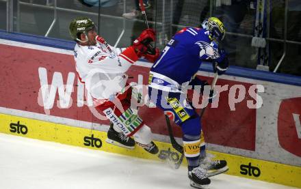 EBEL. Eishockey Bundesliga. EC VSV gegen HCB Suedtirol Alperia.  Philipp Lindner, (VSV),    Daniel Frank (Bozen). Villach, am 5.3.2024.
Foto: Kuess
www.qspictures.net
---
pressefotos, pressefotografie, kuess, qs, qspictures, sport, bild, bilder, bilddatenbank