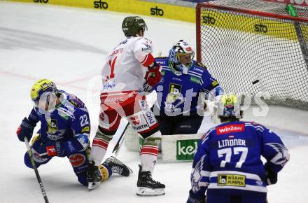 EBEL. Eishockey Bundesliga. EC VSV gegen HCB Suedtirol Alperia.  Ethan Cap, Jean Philippe Lamoureux,  (VSV),   Cristiano Digiacinto (Bozen). Villach, am 5.3.2024.
Foto: Kuess
www.qspictures.net
---
pressefotos, pressefotografie, kuess, qs, qspictures, sport, bild, bilder, bilddatenbank