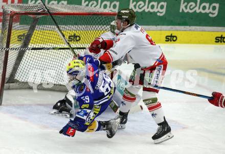 EBEL. Eishockey Bundesliga. EC VSV gegen HCB Suedtirol Alperia.  Tyler Ryan Steenbergergen,  (VSV),  Joshua Teves  (Bozen). Villach, am 5.3.2024.
Foto: Kuess
www.qspictures.net
---
pressefotos, pressefotografie, kuess, qs, qspictures, sport, bild, bilder, bilddatenbank