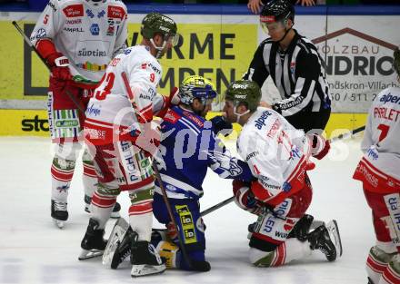 EBEL. Eishockey Bundesliga. EC VSV gegen HCB Suedtirol Alperia. Alex Wall,  (VSV),  Cristiano Digiacinto, Luca Frigo   (Bozen). Villach, am 5.3.2024.
Foto: Kuess
www.qspictures.net
---
pressefotos, pressefotografie, kuess, qs, qspictures, sport, bild, bilder, bilddatenbank