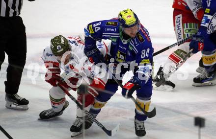 EBEL. Eishockey Bundesliga. EC VSV gegen HCB Suedtirol Alperia.  Andrew Desjardins, (VSV),    Daniel Mantenuto (Bozen). Villach, am 5.3.2024.
Foto: Kuess
www.qspictures.net
---
pressefotos, pressefotografie, kuess, qs, qspictures, sport, bild, bilder, bilddatenbank