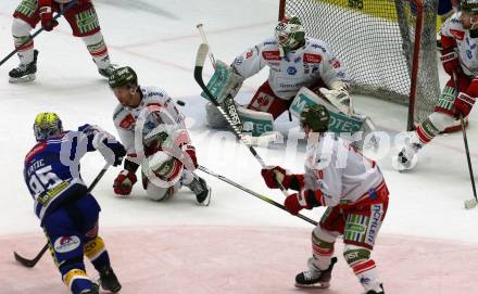 EBEL. Eishockey Bundesliga. EC VSV gegen HCB Suedtirol Alperia. Mark Katic,  (VSV),  Brad Mcclure, Sam Harvey   (Bozen). Villach, am 5.3.2024.
Foto: Kuess
www.qspictures.net
---
pressefotos, pressefotografie, kuess, qs, qspictures, sport, bild, bilder, bilddatenbank