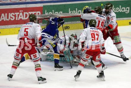 EBEL. Eishockey Bundesliga. EC VSV gegen HCB Suedtirol Alperia. Felix Maxa, Tim Geifes (VSV),   Sam Harvey, Andreas Soederberg, Christian Thomas, Brad Mcclure, Davis Vandane  (Bozen). Villach, am 9.3.2024.
Foto: Kuess
www.qspictures.net
---
pressefotos, pressefotografie, kuess, qs, qspictures, sport, bild, bilder, bilddatenbank