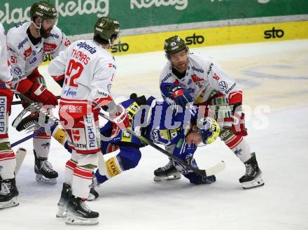 EBEL. Eishockey Bundesliga. EC VSV gegen HCB Suedtirol Alperia. Tim Geifes (VSV),   Christian Thomas, Brad Mcclure,    (Bozen). Villach, am 9.3.2024.
Foto: Kuess
www.qspictures.net
---
pressefotos, pressefotografie, kuess, qs, qspictures, sport, bild, bilder, bilddatenbank