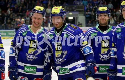 EBEL. Eishockey Bundesliga. EC VSV gegen HCB Suedtirol Alperia.  Blaz Tomazevic, Kevin Hancock, John Hughes (VSV). Villach, am 9.3.2024.
Foto: Kuess
www.qspictures.net
---
pressefotos, pressefotografie, kuess, qs, qspictures, sport, bild, bilder, bilddatenbank