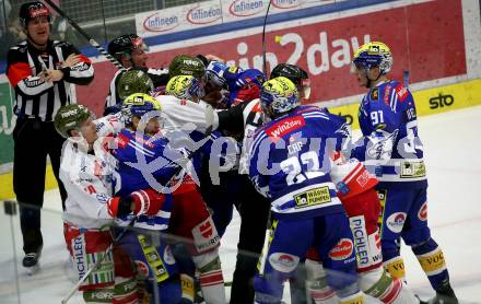 EBEL. Eishockey Bundesliga. EC VSV gegen HCB Suedtirol Alperia.  John Hughes, Robert Sabolic, Ethan Cap, (VSV),  Villach, am 9.3.2024.
Foto: Kuess
www.qspictures.net
---
pressefotos, pressefotografie, kuess, qs, qspictures, sport, bild, bilder, bilddatenbank