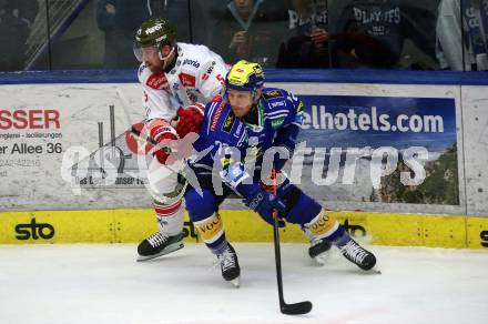 EBEL. Eishockey Bundesliga. EC VSV gegen HCB Suedtirol Alperia.  John Hughes,  (VSV),  Andreas Soederberg  (Bozen). Villach, am 9.3.2024.
Foto: Kuess
www.qspictures.net
---
pressefotos, pressefotografie, kuess, qs, qspictures, sport, bild, bilder, bilddatenbank