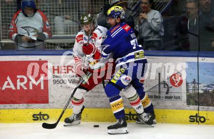 EBEL. Eishockey Bundesliga. EC VSV gegen HCB Suedtirol Alperia. Felix Maxa, (VSV),  Connor Ford    (Bozen). Villach, am 9.3.2024.
Foto: Kuess
www.qspictures.net
---
pressefotos, pressefotografie, kuess, qs, qspictures, sport, bild, bilder, bilddatenbank