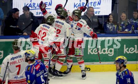 EBEL. Eishockey Bundesliga. EC VSV gegen HCB Suedtirol Alperia.  Torjubel  (Bozen). Villach, am 9.3.2024.
Foto: Kuess
www.qspictures.net
---
pressefotos, pressefotografie, kuess, qs, qspictures, sport, bild, bilder, bilddatenbank