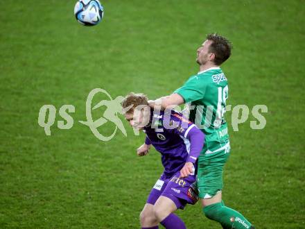 Fussball Bundesliga. SK Austria Klagenfurt gegen Rapid Wien.  Jonas Arweiler,  (Klagenfurt), Michael Sollbauer  (Rapid).  Klagenfurt, am 10.3.2024.
Foto: Kuess
www.qspictures.net
---
pressefotos, pressefotografie, kuess, qs, qspictures, sport, bild, bilder, bilddatenbank