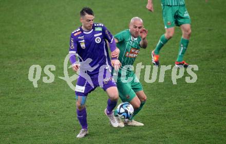 Fussball Bundesliga. SK Austria Klagenfurt gegen Rapid Wien. Max Besuschkow, (Klagenfurt),    Lukas Grgic  (Rapid).  Klagenfurt, am 10.3.2024.
Foto: Kuess
www.qspictures.net
---
pressefotos, pressefotografie, kuess, qs, qspictures, sport, bild, bilder, bilddatenbank