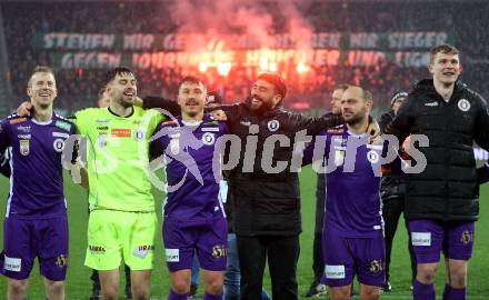 Fussball Bundesliga. SK Austria Klagenfurt gegen Rapid Wien. Jubel Christopher CVetko, Phillip Menzel, Christopher Wernitznig, Kosmas Gkezos, Rico Benatelli  (Klagenfurt). Klagenfurt, am 10.3.2024.
Foto: Kuess
www.qspictures.net
---
pressefotos, pressefotografie, kuess, qs, qspictures, sport, bild, bilder, bilddatenbank