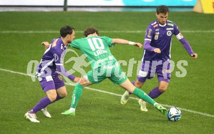 Fussball. Bundesliga. SK Austria Klagenfurt gegen Rapid  Wien.  Simon Straudi, Thorsten Mahrer   (Austria Klagenfurt),  Christoph Lang    (Rapid). Klagenfurt, 10.3.2024.
Foto: Kuess
---
pressefotos, pressefotografie, kuess, qs, qspictures, sport, bild, bilder, bilddatenbank