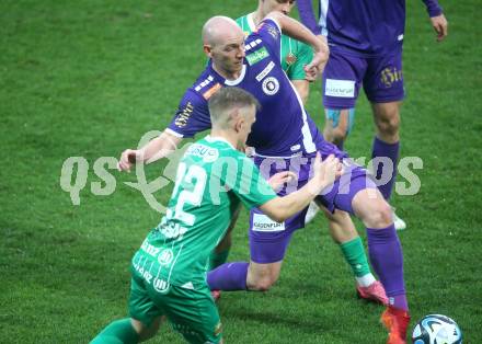 Fussball. Bundesliga. SK Austria Klagenfurt gegen Rapid  Wien.  Nicolas Wimmer   (Austria Klagenfurt),    Isak Jansson  (Rapid). Klagenfurt, 10.3.2024.
Foto: Kuess
---
pressefotos, pressefotografie, kuess, qs, qspictures, sport, bild, bilder, bilddatenbank