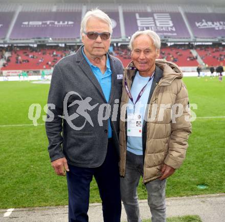 Fussball Bundesliga. SK Austria Klagenfurt gegen Rapid Wien.  Auszeichnung zum Jahrhundertspieler.  Friedrich Koncilia, Franz Hasil. Klagenfurt, am 10.3.2024.
Foto: Kuess
www.qspictures.net
---
pressefotos, pressefotografie, kuess, qs, qspictures, sport, bild, bilder, bilddatenbank