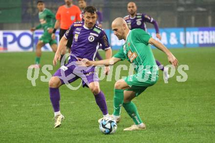 Fussball. Bundesliga. SK Austria Klagenfurt gegen Rapid  Wien.   Christopher Wernitznig  (Austria Klagenfurt),   Luka Grgic   (Rapid). Klagenfurt, 10.3.2024.
Foto: Kuess
---
pressefotos, pressefotografie, kuess, qs, qspictures, sport, bild, bilder, bilddatenbank