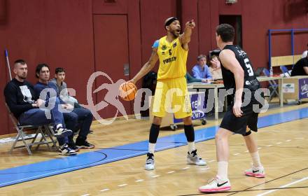 Basketball 2. Liga 2023/2024. Playoffs. VF-033.  Woerthersee Piraten gegen Guessing Blackbirds. Shawn L. Ray (Piraten), Sebastian Koch   (Guessing). Klagenfurt, am 16.3.2024.
Foto: Kuess

---
pressefotos, pressefotografie, kuess, qs, qspictures, sport, bild, bilder, bilddatenbank