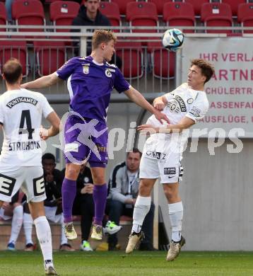 Fussball Bundesliga. SK Austria Klagenfurt gegen SK Puntigamer Sturm Graz. Nicolas Binder,  (Klagenfurt), David Affengruber   (Graz).  Klagenfurt, am 17.3.2024.
Foto: Kuess
www.qspictures.net
---
pressefotos, pressefotografie, kuess, qs, qspictures, sport, bild, bilder, bilddatenbank