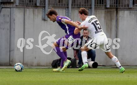 Fussball Bundesliga. SK Austria Klagenfurt gegen SK Puntigamer Sturm Graz.  Thorsten Mahrer,  (Klagenfurt), William Boving Vick  (Graz).  Klagenfurt, am 17.3.2024.
Foto: Kuess
www.qspictures.net
---
pressefotos, pressefotografie, kuess, qs, qspictures, sport, bild, bilder, bilddatenbank