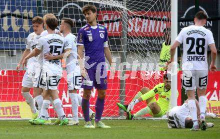 Fussball Bundesliga. SK Austria Klagenfurt gegen SK Puntigamer Sturm Graz.  Torjubel Mikan Mika Biereth (Graz).  Klagenfurt, am 17.3.2024.
Foto: Kuess
www.qspictures.net
---
pressefotos, pressefotografie, kuess, qs, qspictures, sport, bild, bilder, bilddatenbank