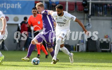 Fussball Bundesliga. SK Austria Klagenfurt gegen SK Puntigamer Sturm Graz.  Nicolas Binder,  (Klagenfurt), Gregory Wuethrich  (Graz).  Klagenfurt, am 17.3.2024.
Foto: Kuess
www.qspictures.net
---
pressefotos, pressefotografie, kuess, qs, qspictures, sport, bild, bilder, bilddatenbank