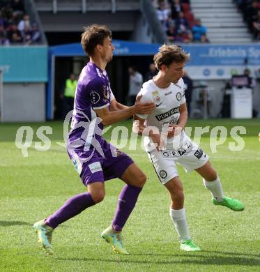 Fussball Bundesliga. SK Austria Klagenfurt gegen SK Puntigamer Sturm Graz. Thorsten Mahrer,   (Klagenfurt), William Boving  (Graz).  Klagenfurt, am 17.3.2024.
Foto: Kuess
www.qspictures.net
---
pressefotos, pressefotografie, kuess, qs, qspictures, sport, bild, bilder, bilddatenbank